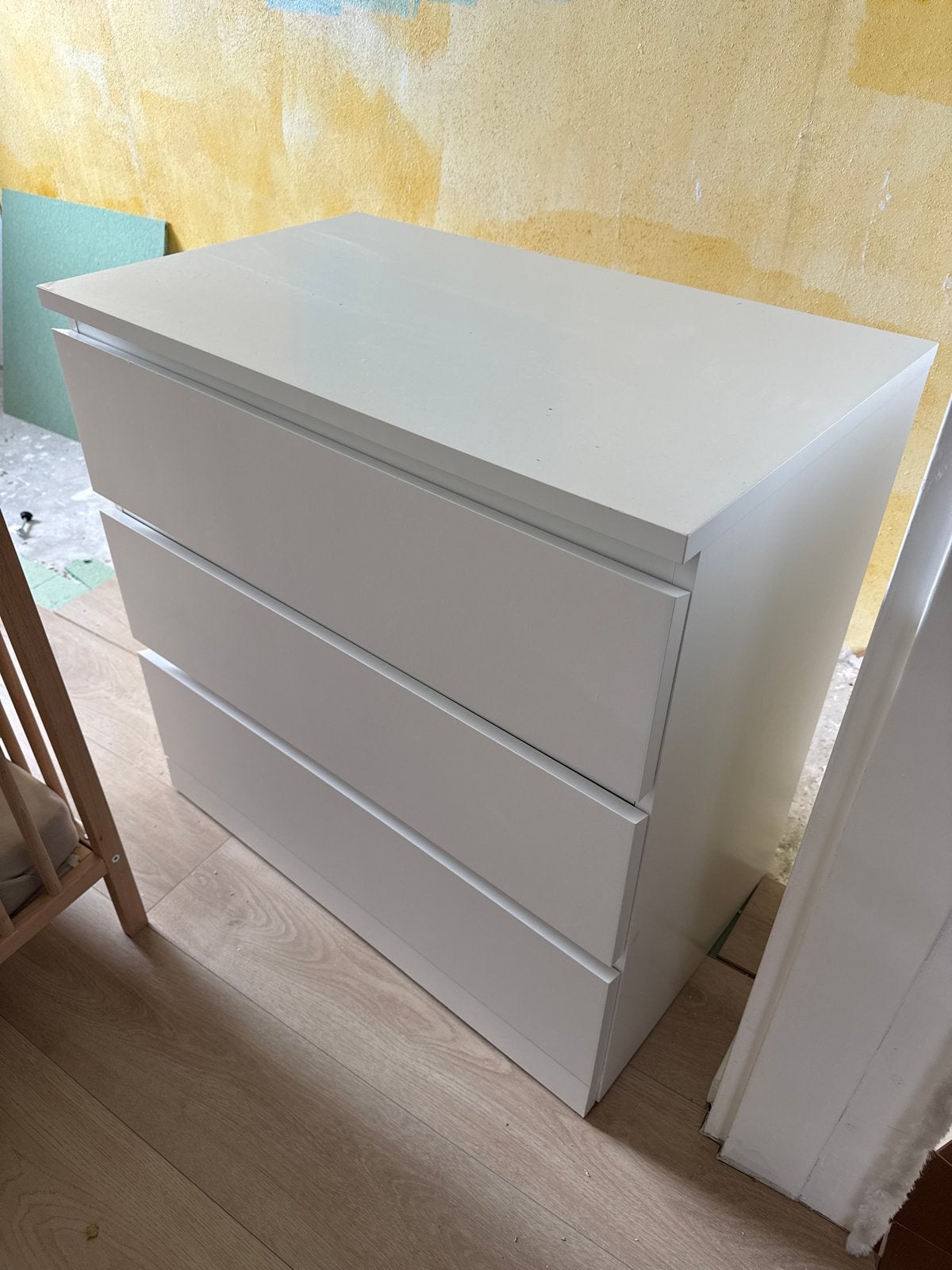 Witte ladekast met 3 laden, Ophalen, Gebruikt, 50 tot 100 cm, 3 of 4 laden