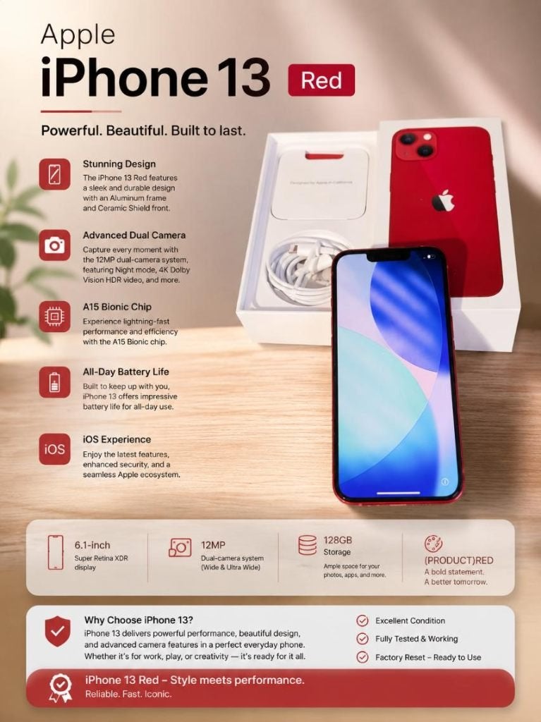 iPhone 13 (PRODUCT)RED 128 GB - Zo goed als nieuw, 128 GB, IPhone 13, Ophalen of Verzenden, Zo goed als nieuw