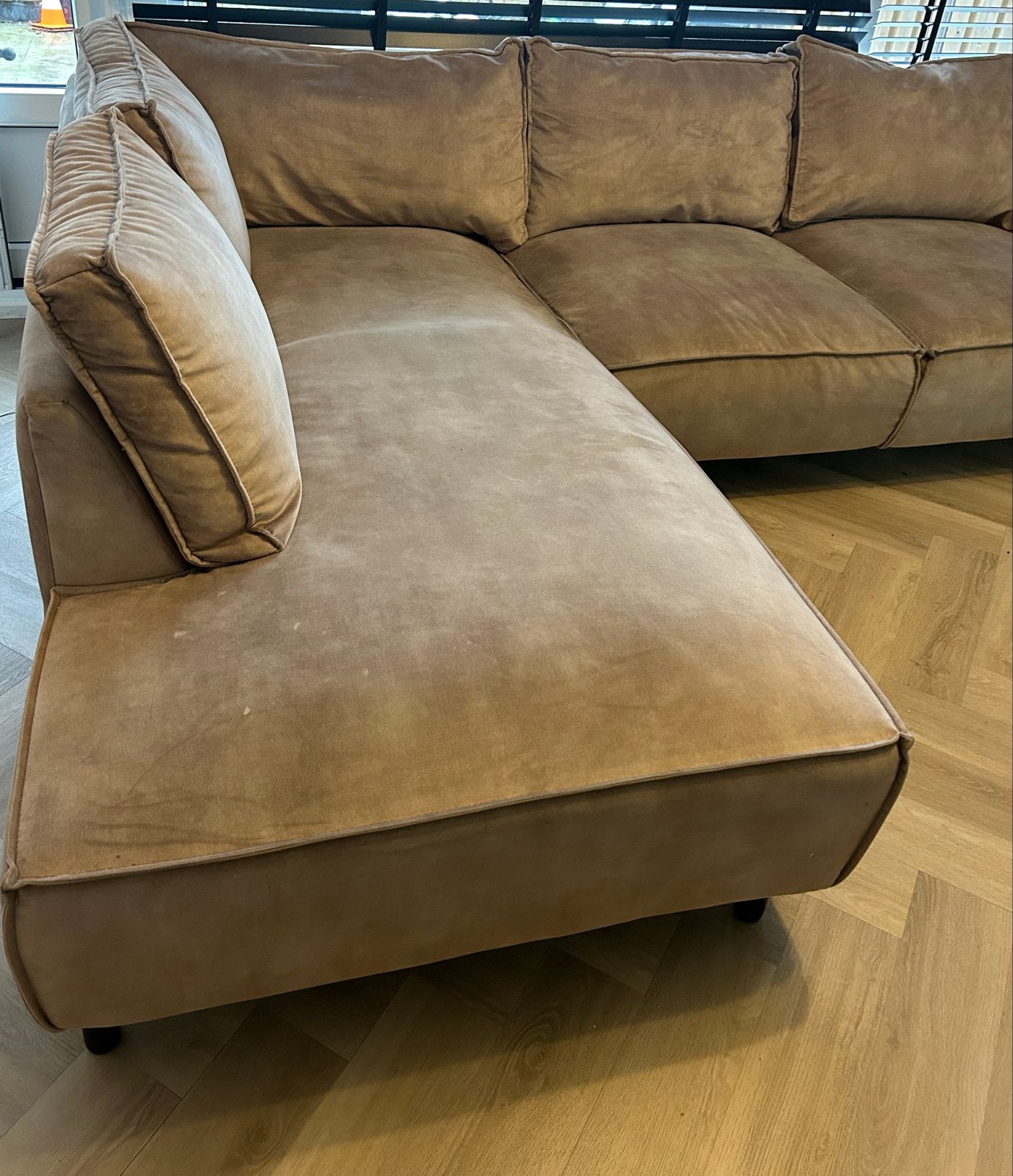 Manilla hoekbank van Seats and Sofas, Huis en Inrichting, Ophalen of Verzenden, Gebruikt, Stof