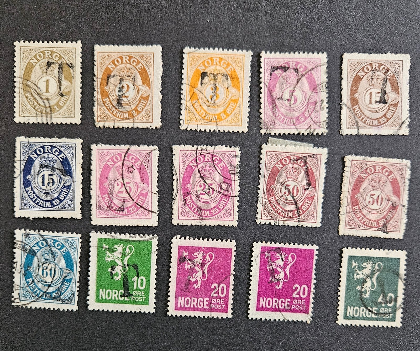 Noorwegen  15 zegels met stempel T., Verzenden, Noorwegen