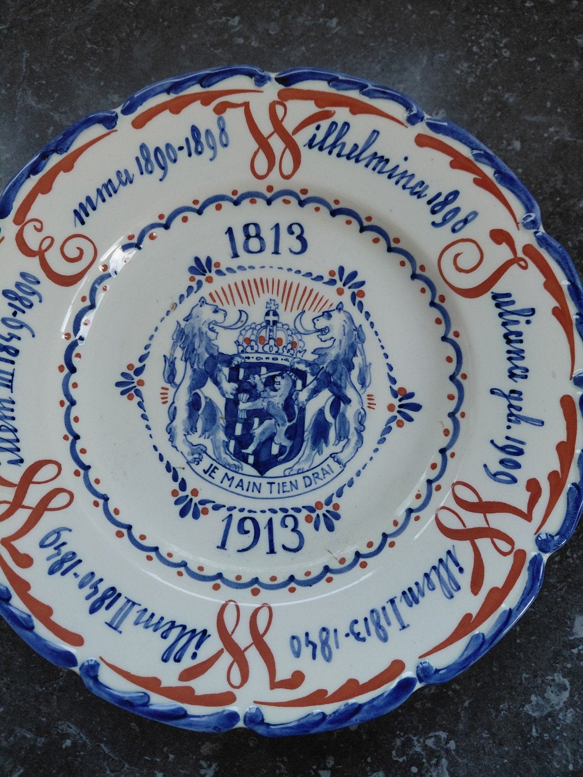 Historisch Delfts Blauw Gedenkbord 1813-1913, Ophalen of Verzenden