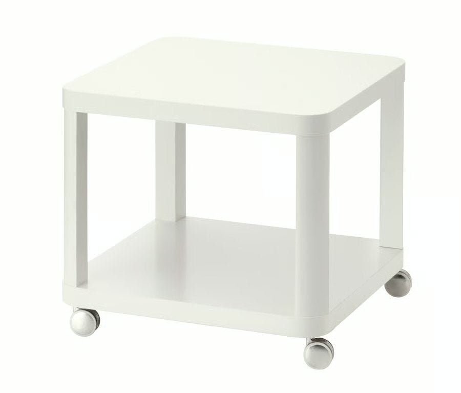 Witte bijzettafel op wieltjes - 50x50 cm, Ophalen, Minder dan 45 cm, Minder dan 55 cm, Gebruikt