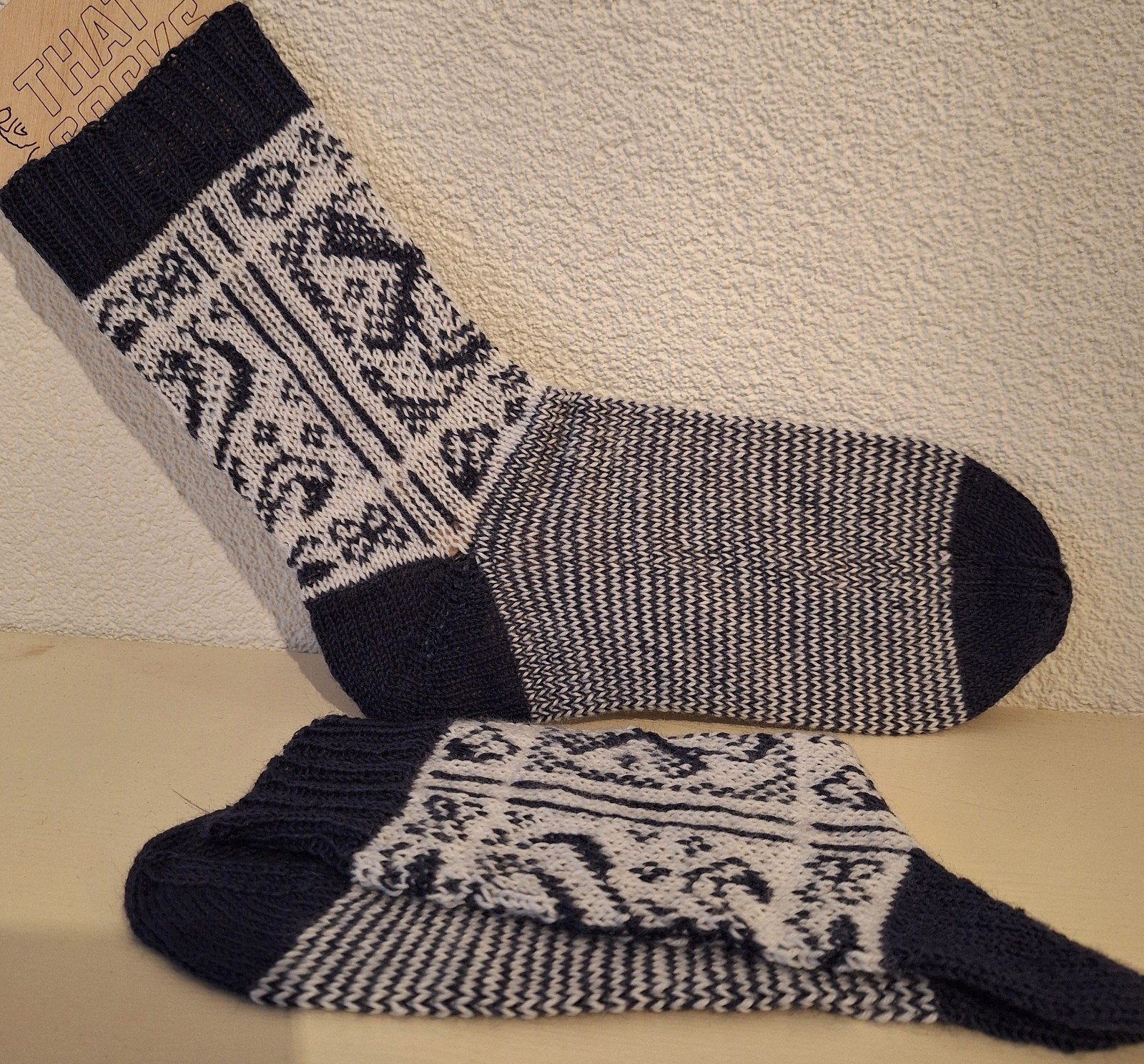 Handgebreide heren sokken - Maat 42/43 - Wol/Acryl, Kleding | Heren, Blauw, Ophalen of Verzenden, Handgemaakt, Nieuw