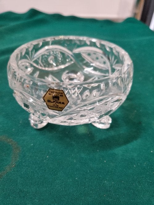 schaaltje kristal op voet tarnow op voetjes, Ophalen of Verzenden, 'T Olde Gre-j, Info@toldegrej.nl, Endepoelstraat 20f Didam