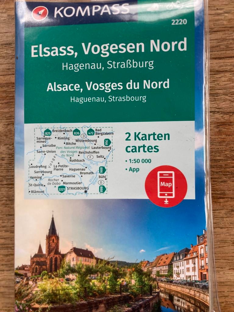 Kompass Wandelkaart noord vogezen en elzas, 2000 tot heden, Nieuw, Ophalen of Verzenden, Landkaart