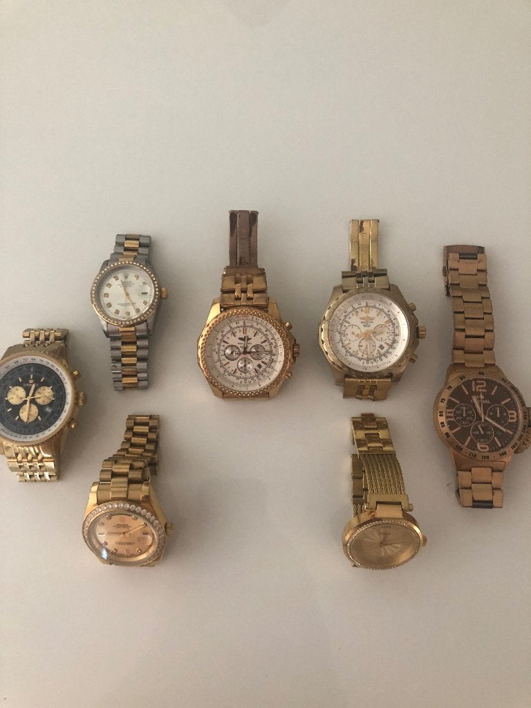 Diverse collectie gouden en stalen polshorloges, Sieraden, Tassen en Uiterlijk, Horloges | Heren, Ophalen, Staal, Gebruikt, Staal