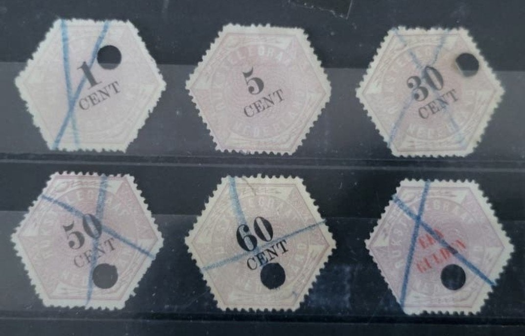 Kavel Telegramzegels, 5 cent ongebruikt, Postzegels en Munten, Postzegels | Nederland, Ophalen of Verzenden, T/m 1940, Gestempeld