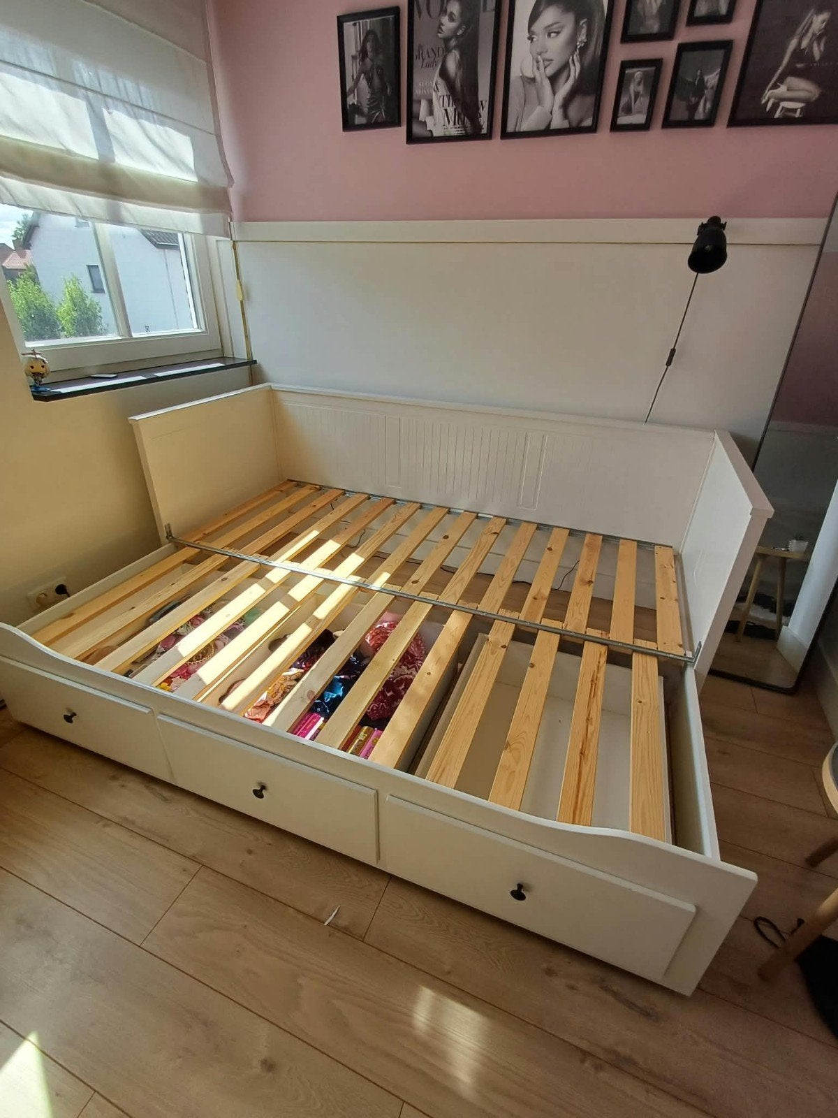 IKEA Hemnes Bedbank - Wit met opberglades en 2 matrassen, Huis en Inrichting, Ophalen, Gebruikt, Modern, Scandinavisch, Wit