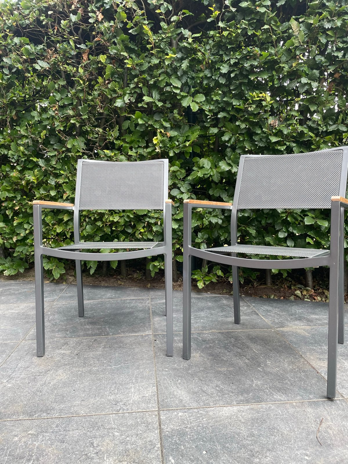 Bellagio Roma Dining Tuinstoel Royal Grey Teak Armleuning, Ophalen, Zo goed als nieuw, Aluminium, Stapelbaar