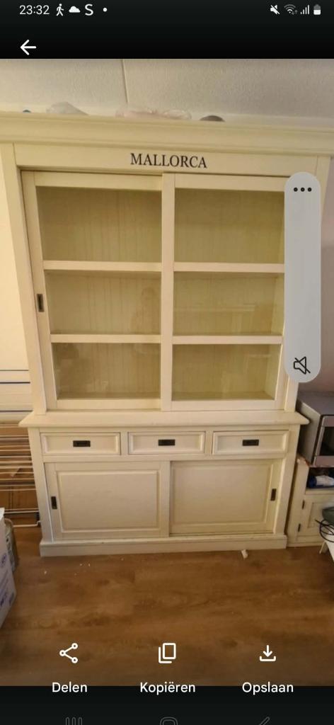 Kast wit en houten kast, Ophalen, Eikenhout, Zo goed als nieuw, 150 tot 200 cm