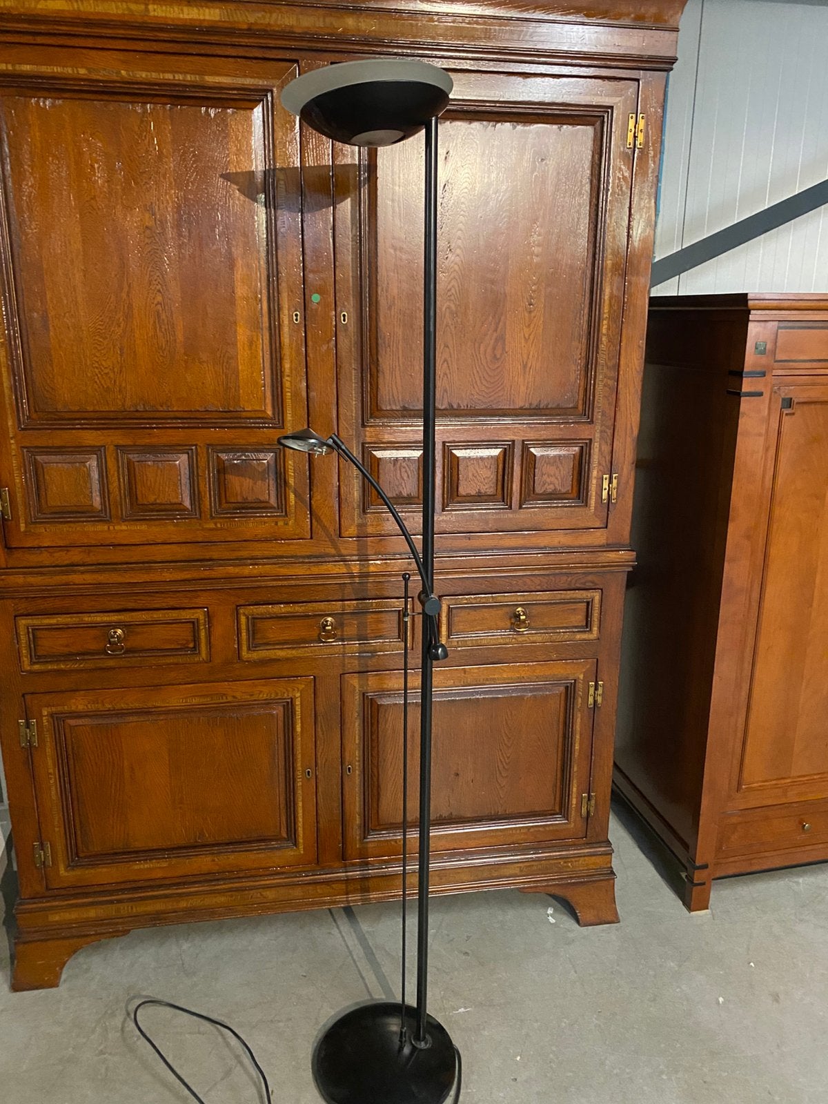 Vloerlamp zwart met leeslamp, Ophalen, Gebruikt