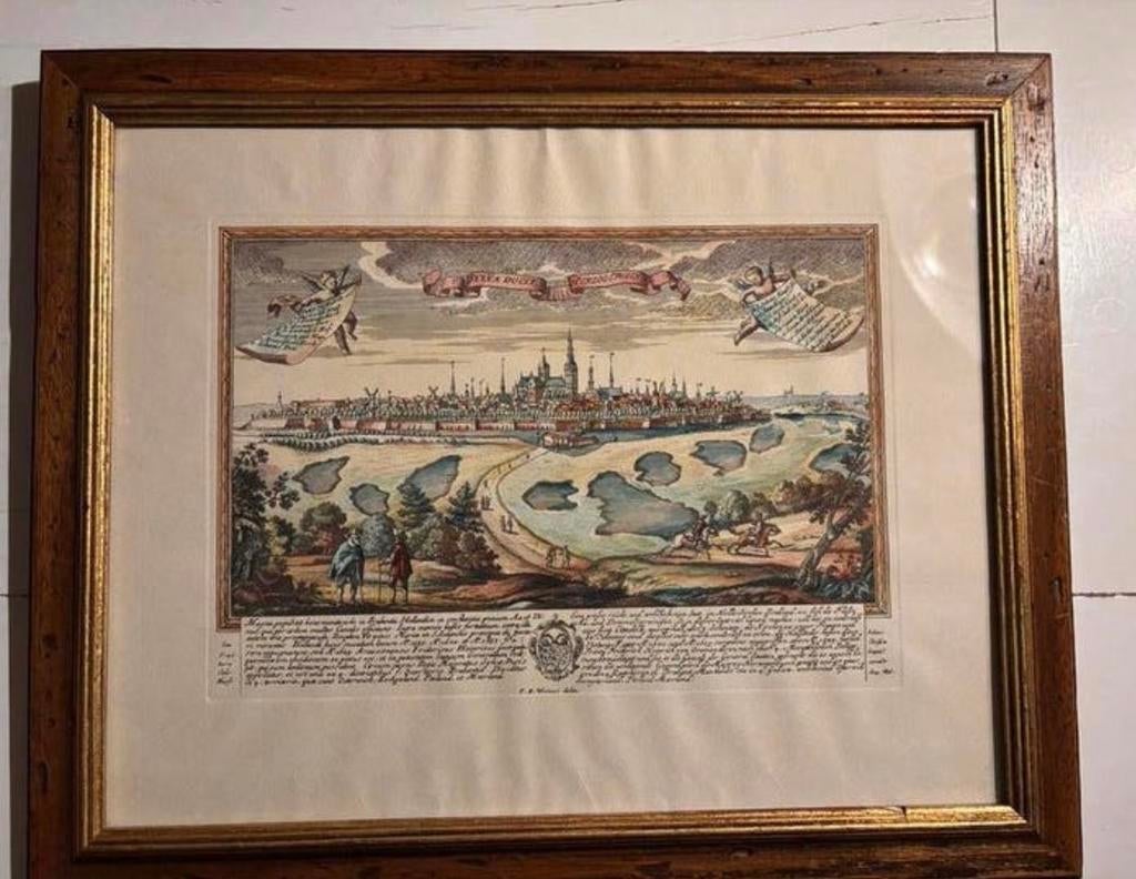 Antieke Stadsgezicht Gravure - 's-Hertogenbosch, Handgekleurd, Stadsgezicht, Ophalen of Verzenden, Gravure