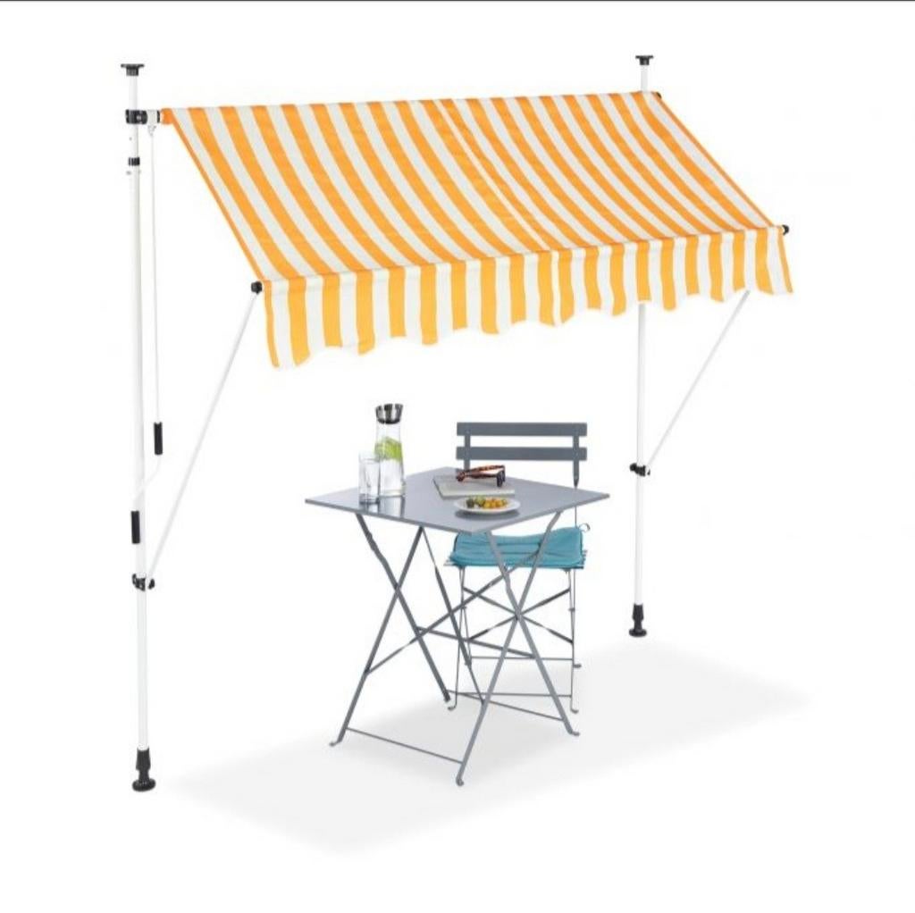 Terrasscherm / Zonnescherm Oranje-Wit Gestreept, Tuin en Terras, Zonneschermen, Overige typen, Nieuw, Ophalen of Verzenden, Minder dan 250 cm