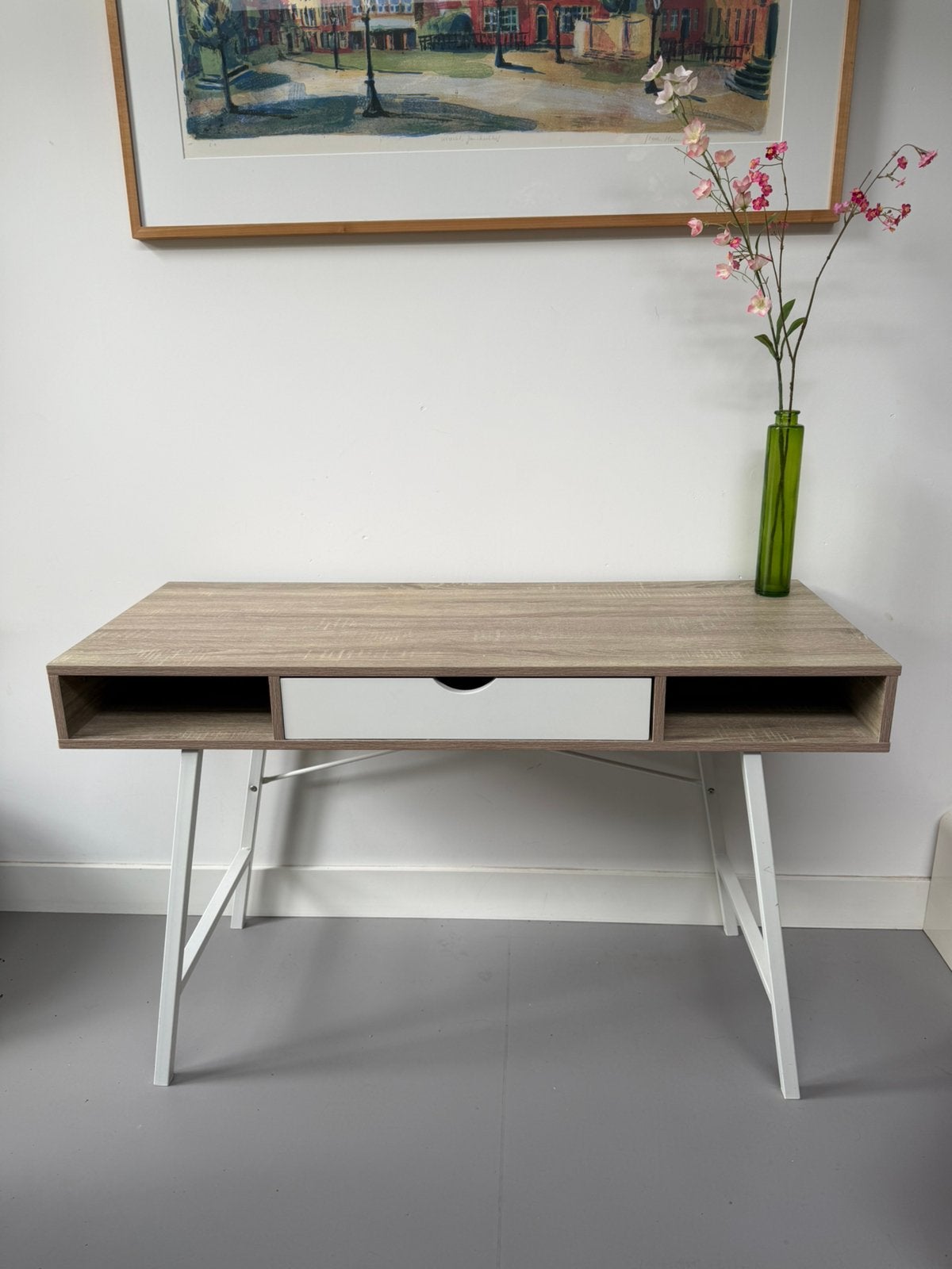 JYSK ABBETVED bureau 120 cm | Licht eiken/wit | nette staat, Ophalen, Zo goed als nieuw