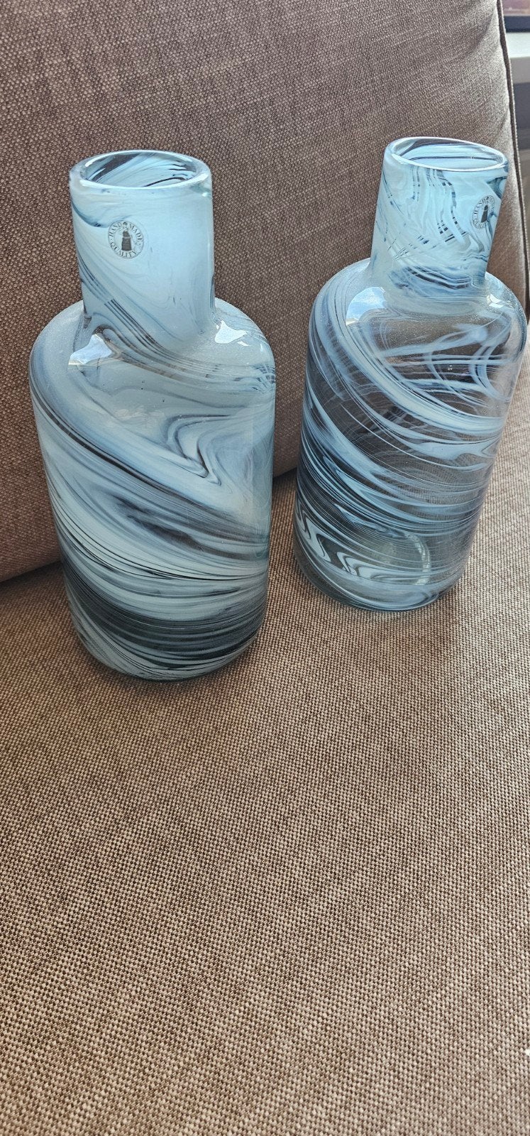 vintage art glas Ikea vazen handgeblazen Lina Vuorivirta, Ophalen, Handgemaakt, Blauw, Glas