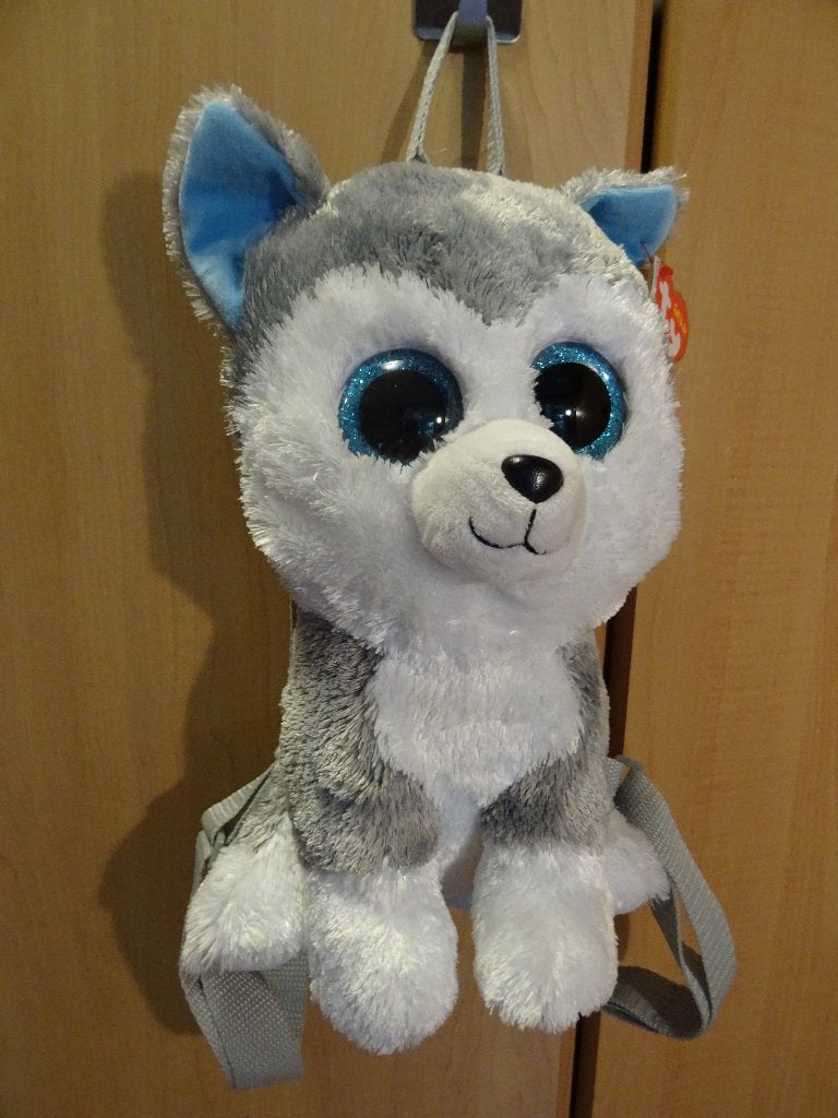 Pluche Ty Beanie grijze husky rugzak Slush, Met label, Nieuw, Hond, Middelgroot (20 tot 80 cm)