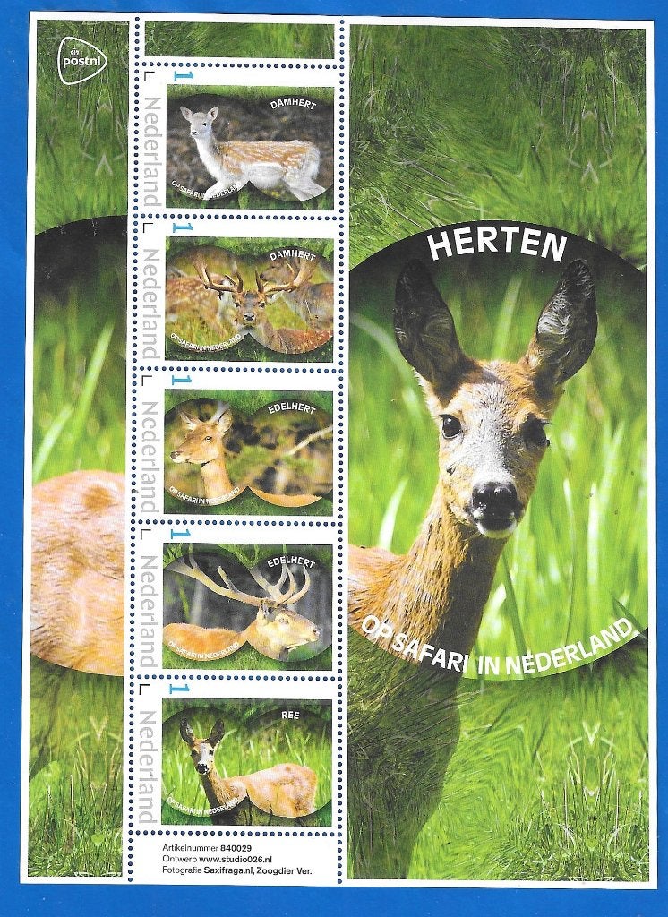 Op safari in Nederland Herten (postzegelvel) 1, Verzenden, Na 1940, Postfris
