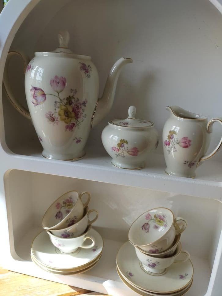 Schattig Rosenthal Aida koffie mokka servies met bloemmotief, Ophalen of Verzenden