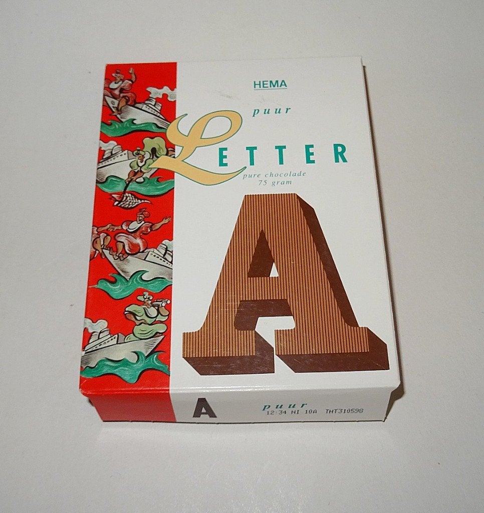 Hema Chocoladeletter, Verzamelen, Merken en Reclamevoorwerpen, Ophalen of Verzenden, Zo goed als nieuw, Verpakking