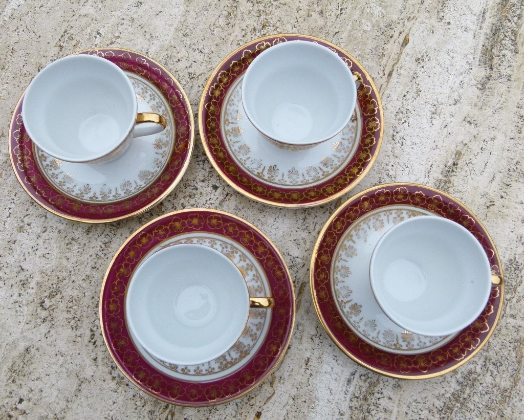Istanbul Porcelain 5 Rode Espresso K + S met Gouden rand, Overige merken, Vintage, Nieuw, Ophalen of Verzenden