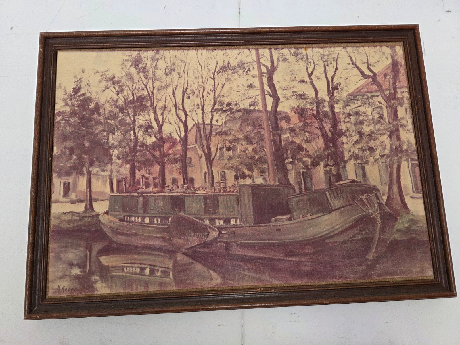 2 ingelijste kunstwerken: Schilderij en Foto van Hoogeveen., Ophalen, Schilderij, Gemengde techniek, Ingelijst