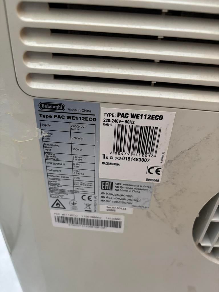 De'Longhi PAC WE112ECO Mobiele Airco - Krachtig en Efficiënt, Witgoed en Apparatuur, Airco's, Gebruikt, Minder dan 60 m³, 3 snelheden of meer