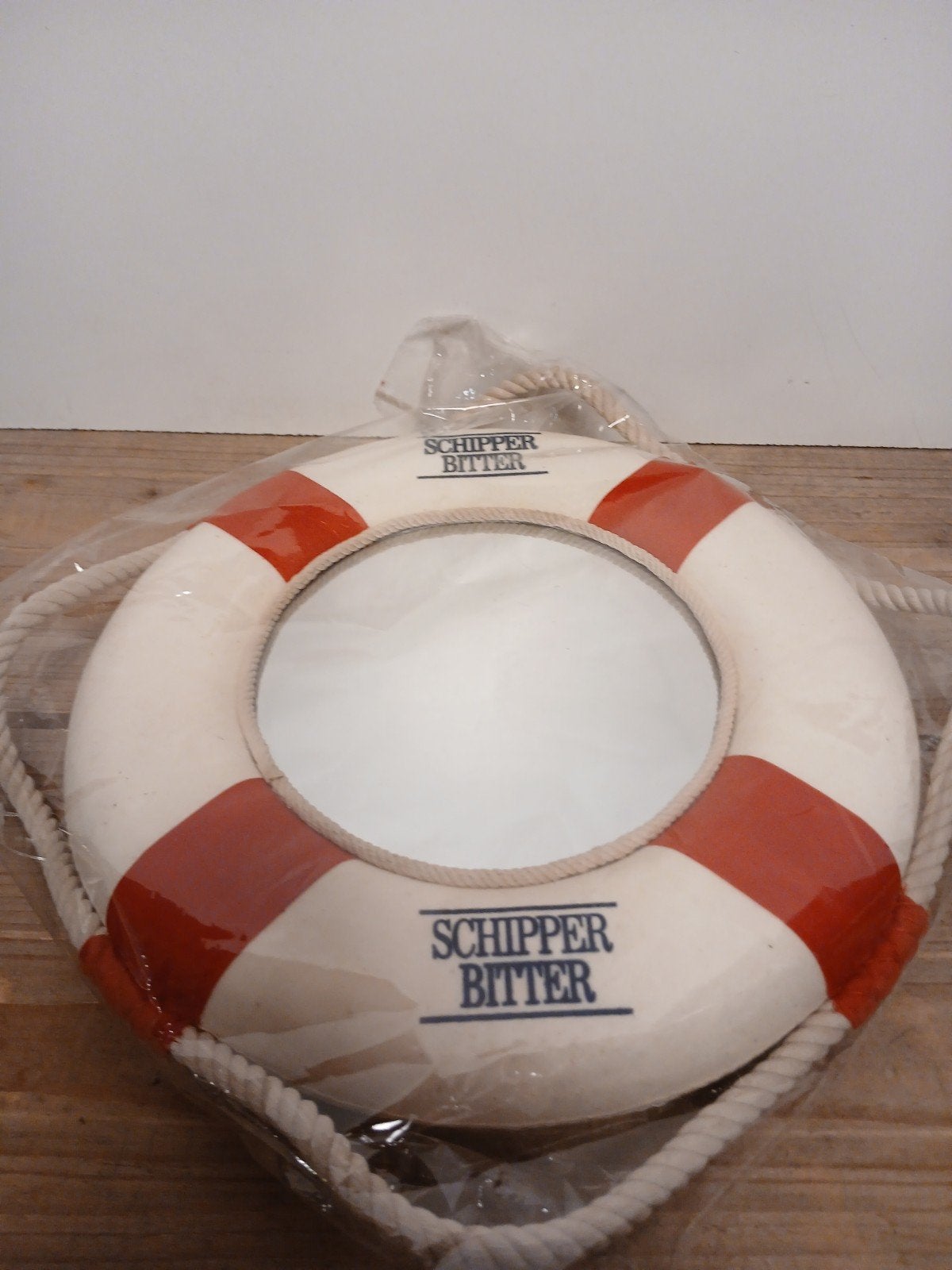 schipper bitter reddingsband met spiegel 25cm, Ophalen of Verzenden, Zo goed als nieuw, Reclamebord