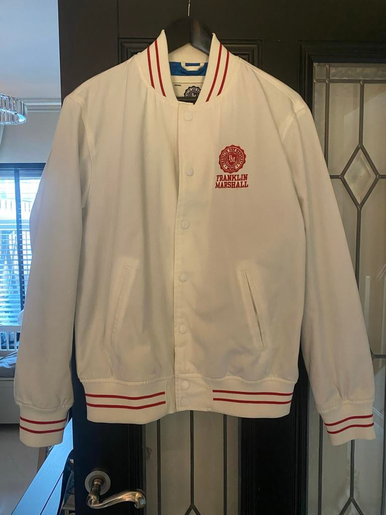 Franklin Marshall varsity jack, Kleding | Heren, Ophalen of Verzenden, Zo goed als nieuw, Maat 46 (S) of kleiner, Wit