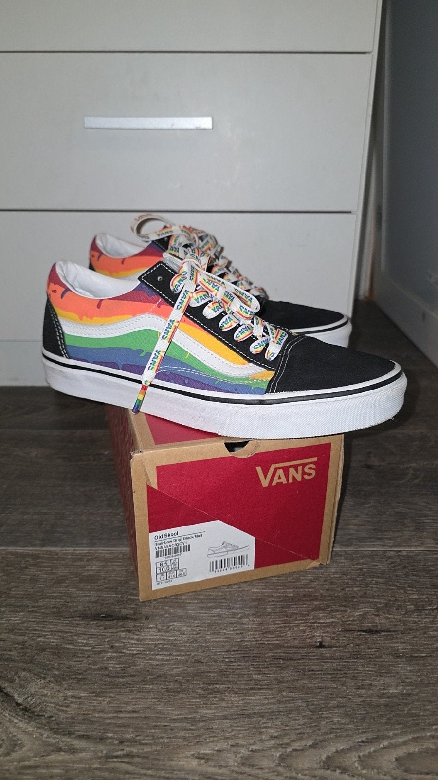 Vans Old Skool Rainbow Drip - Zo goed als nieuw, incl box, Kleding | Dames, Zwart, Ophalen of Verzenden, Vans, Sneakers of Gympen