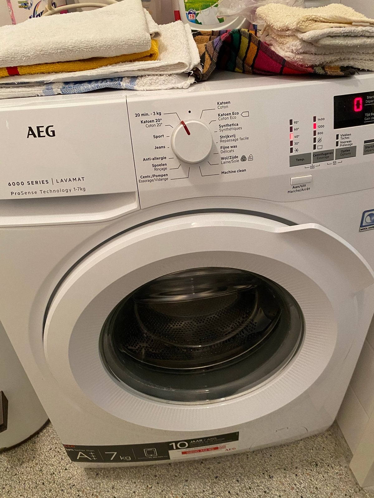 AEG 6000 SERIES LAVAMAT ProSense 7kg Wasmachine, Ophalen, Zo goed als nieuw, 85 tot 90 cm, 1200 tot 1600 toeren