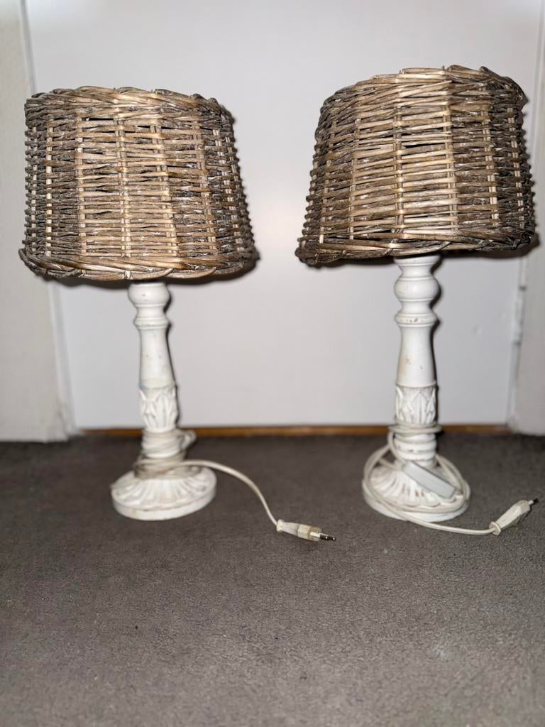 Rieten sfeerlampen, Huis en Inrichting, Lampen | Tafellampen, Ophalen, Gebruikt, Hout, Minder dan 50 cm