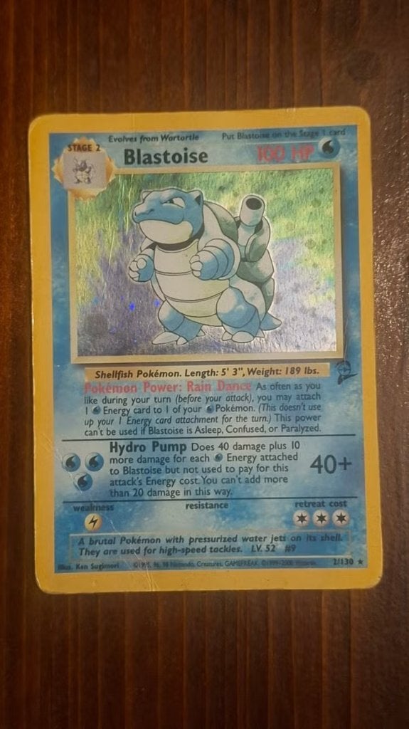 Blastoise 2/130 Base set 2 Pokemon kaart, Ophalen of Verzenden, Gebruikt, Losse kaart