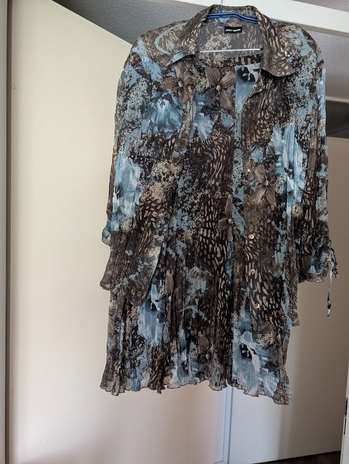 blauw/bruin ensemble, Kostuum of Pak, Blauw, Maat 42/44 (L), Ophalen of Verzenden