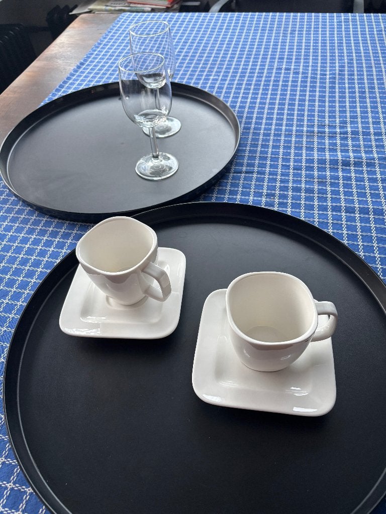 Dienblad zwart Stelton,, Ophalen, Kunststof, Met opstaande rand, Rond