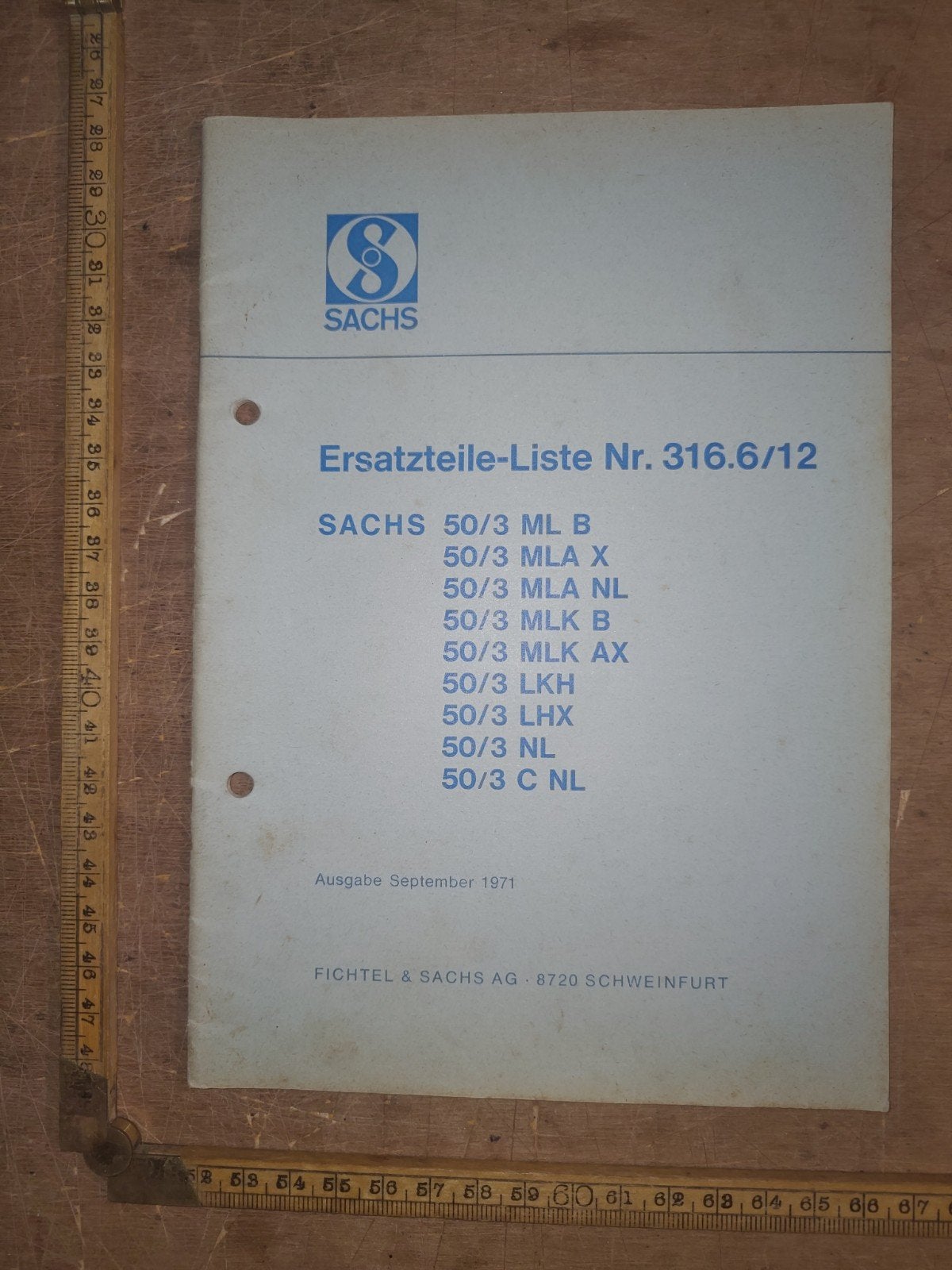 Onderdelen Catalogus Sachs 50/3. 1971, Ophalen of Verzenden, Gebruikt