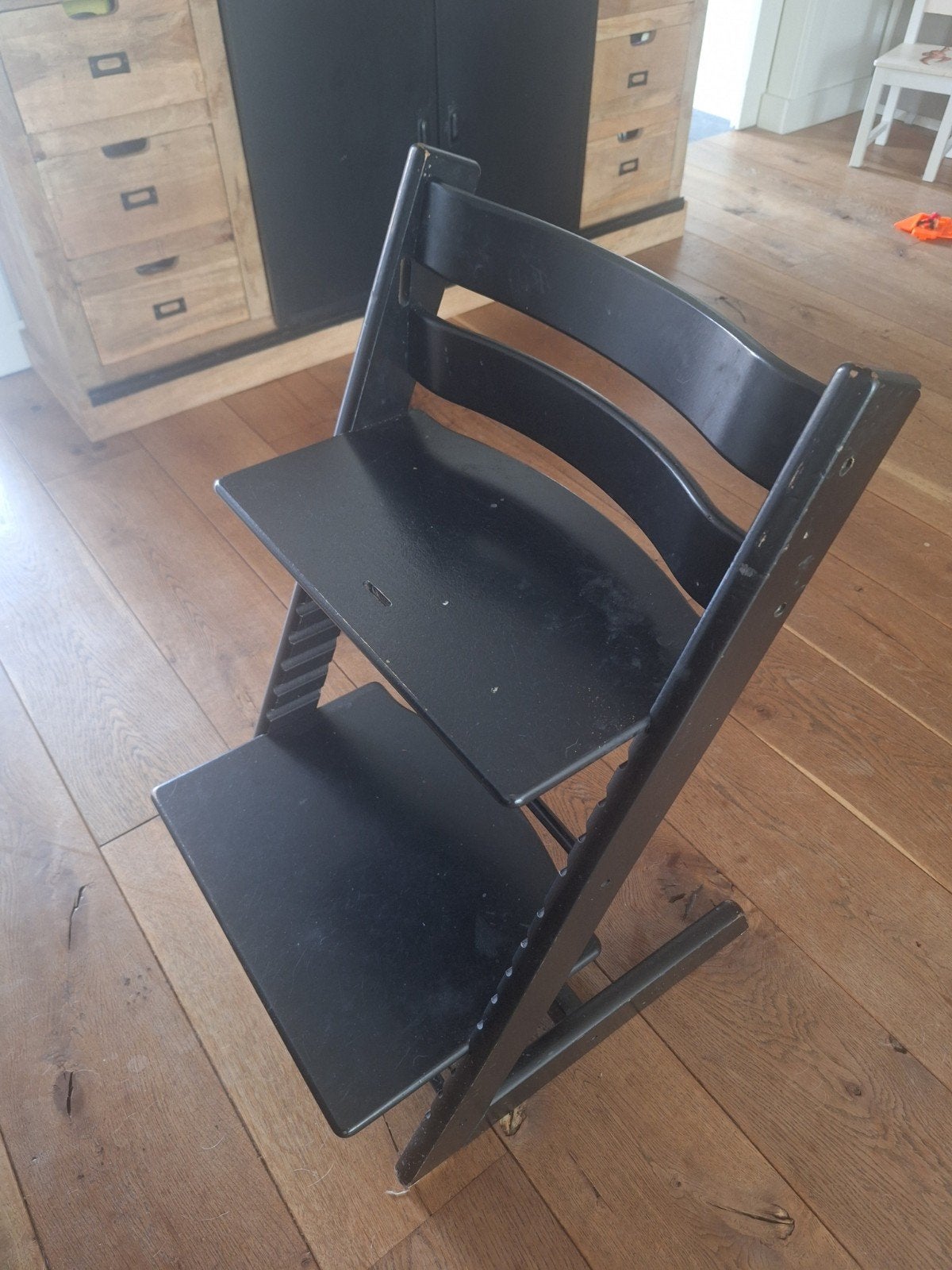 Stokke Tripp Trapp Stoel - Zwart, Ophalen, Gebruikt, Meegroeistoel, Aanschuifbaar