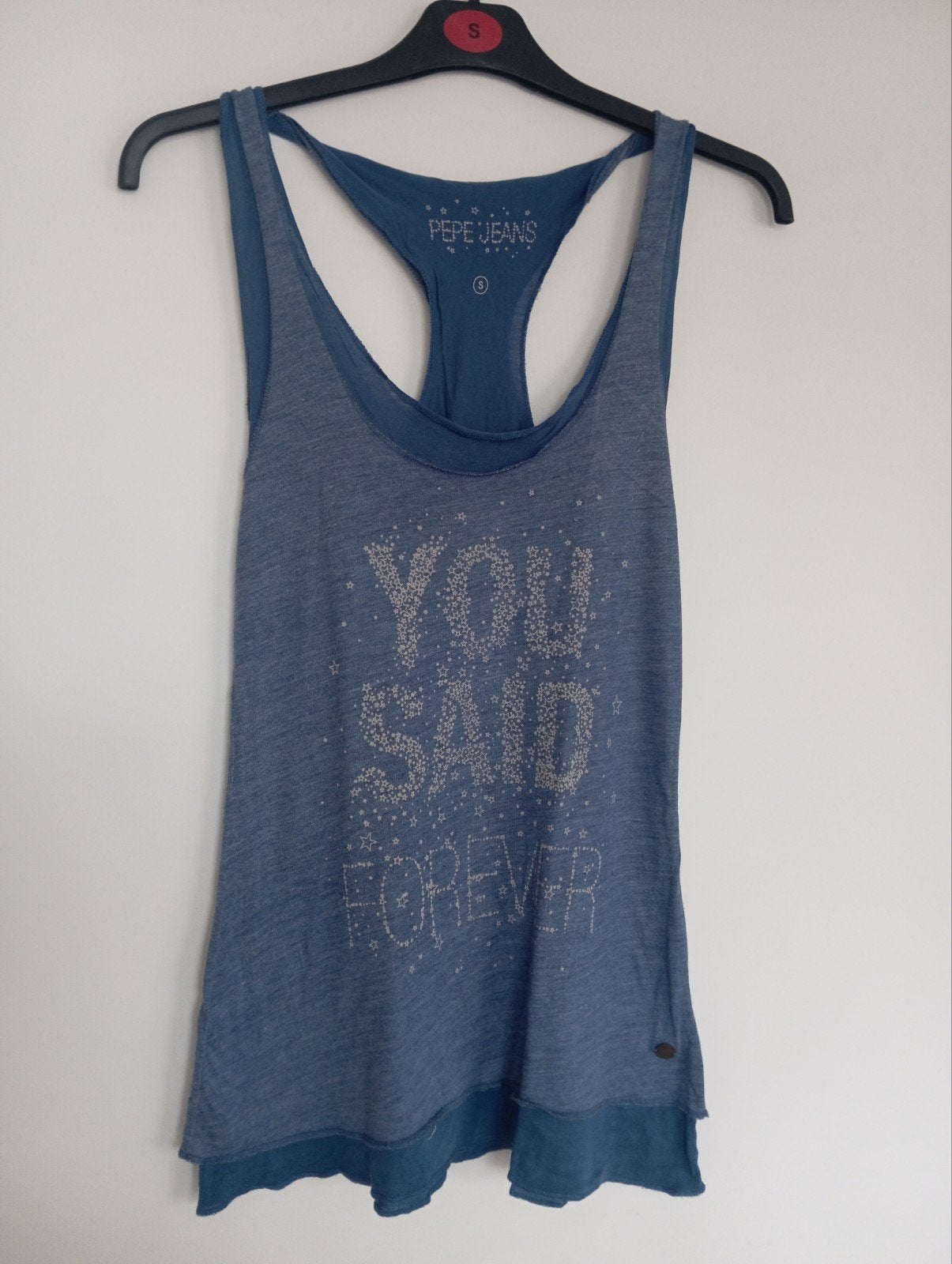 Pepe Jeans blauwe top maat S met 'YOU SAID FOREVER' opdruk, Blauw, Ophalen of Verzenden, Pepe Jeans, Maat 36 (S)