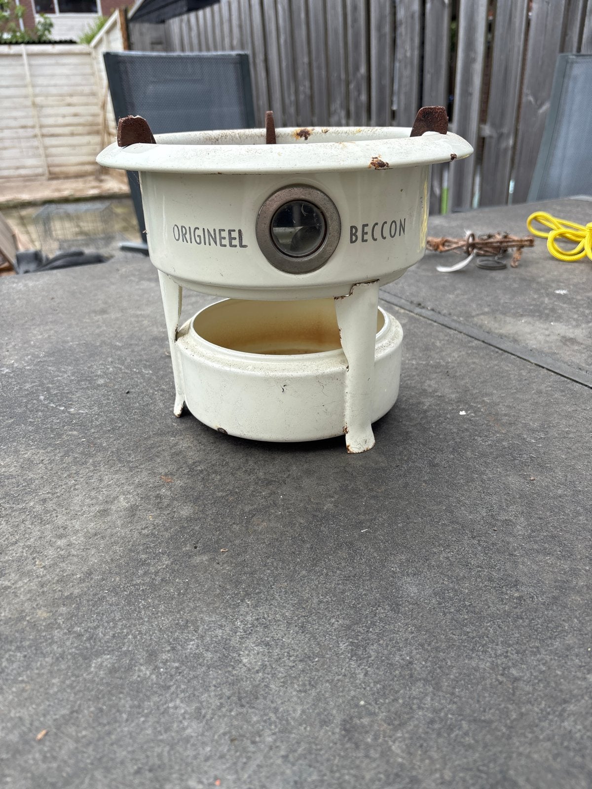 Origineel Beccon Fondue/Rechaud - Vintage Emaille, Ophalen