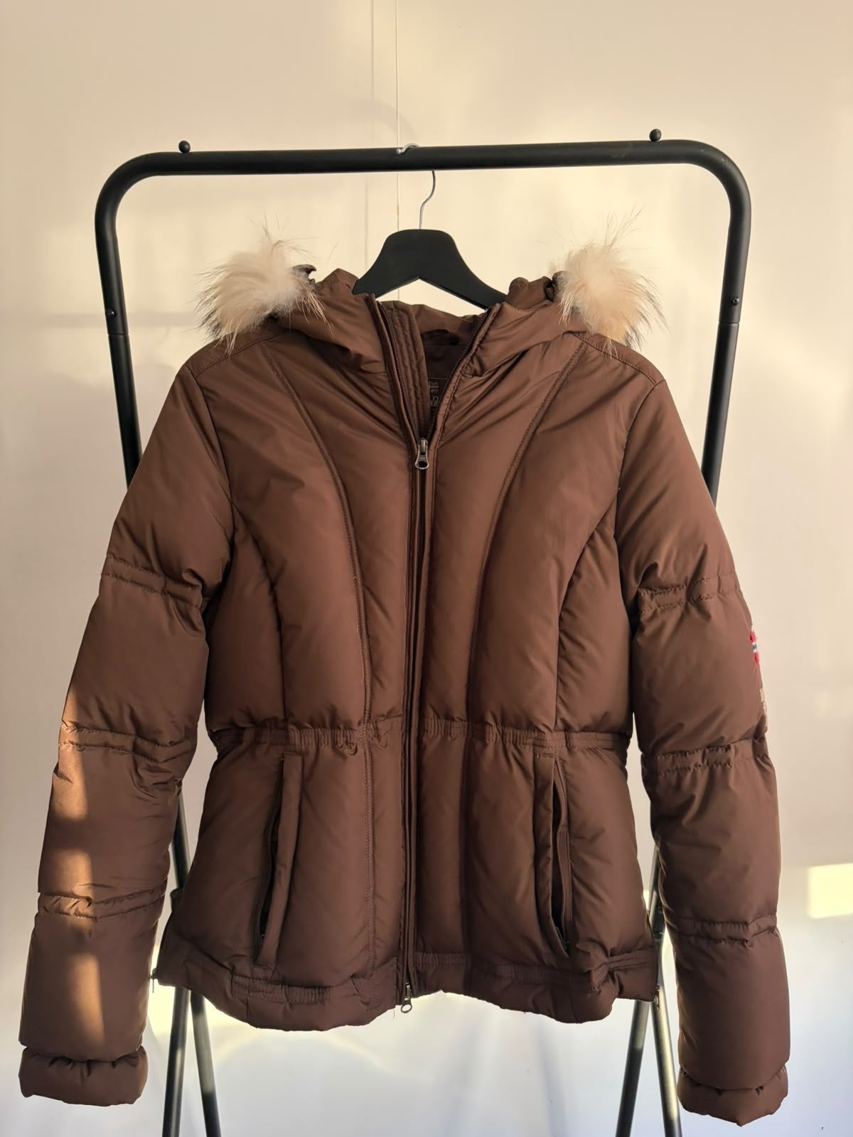 Napapijri winterjas bruin met bontkraag, Ophalen of Verzenden, Zo goed als nieuw, Maat 38/40 (M), Bruin
