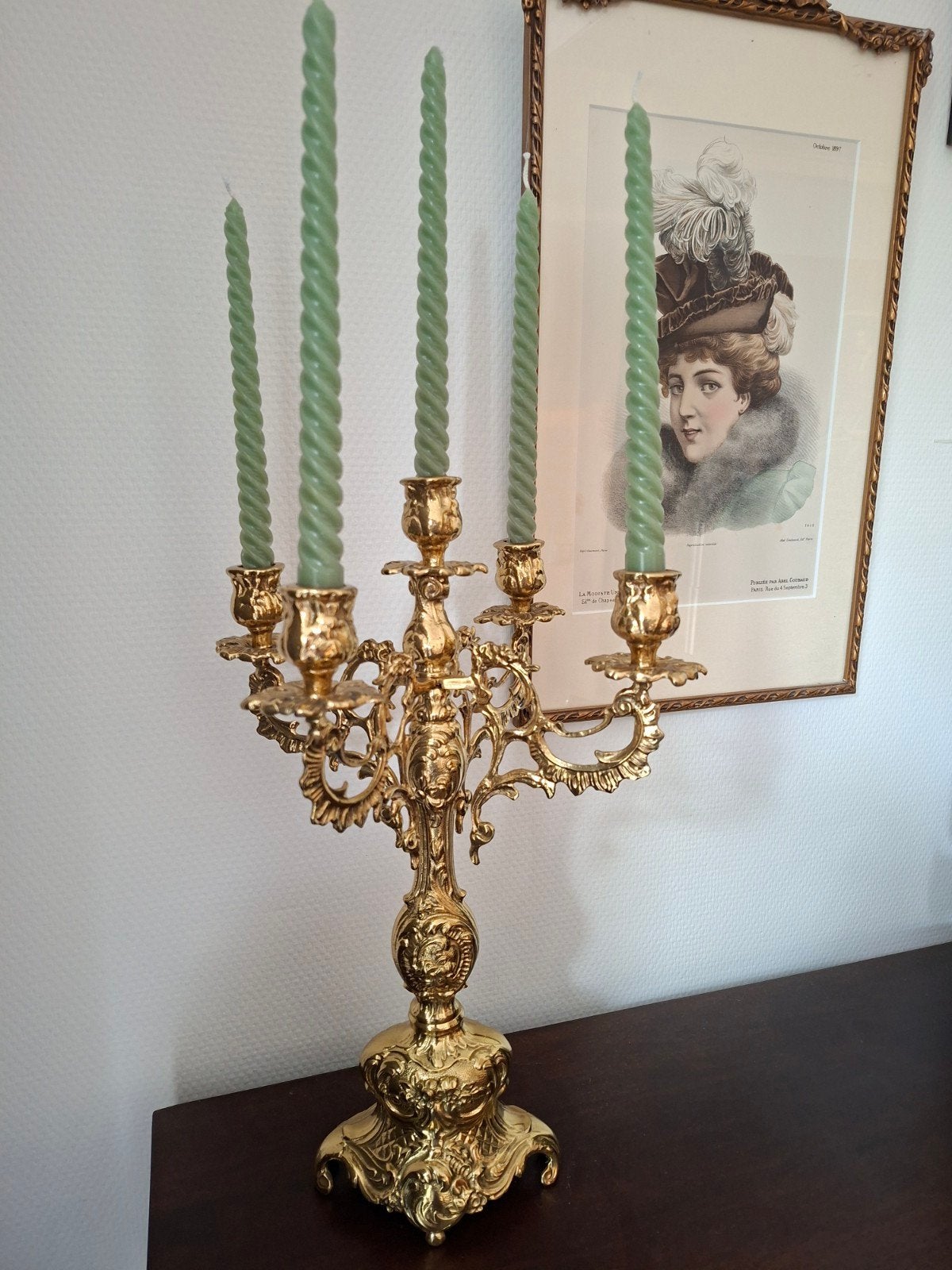 Vijfarmige kandelaar in barok- of Lodewijk XV-stijl, Ophalen of Verzenden, Koper of Brons