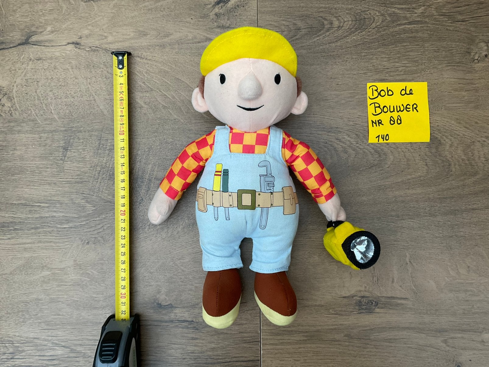 Gebruikte Bob de bouwer pop of knuffel pluche en stof 30cm, Ophalen, Gebruikt, Beeldje of Figuurtje