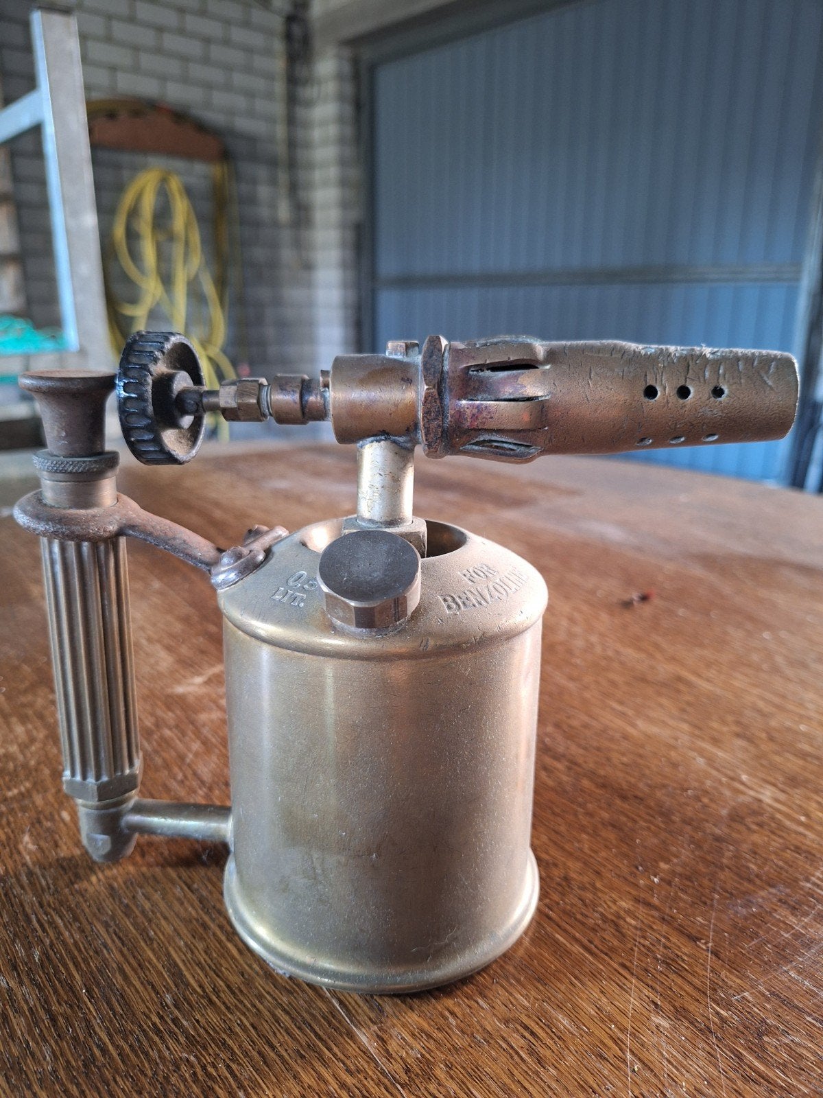 Antieke Koperen Gasbrander - Vintage Soldeerlamp, Ophalen of Verzenden