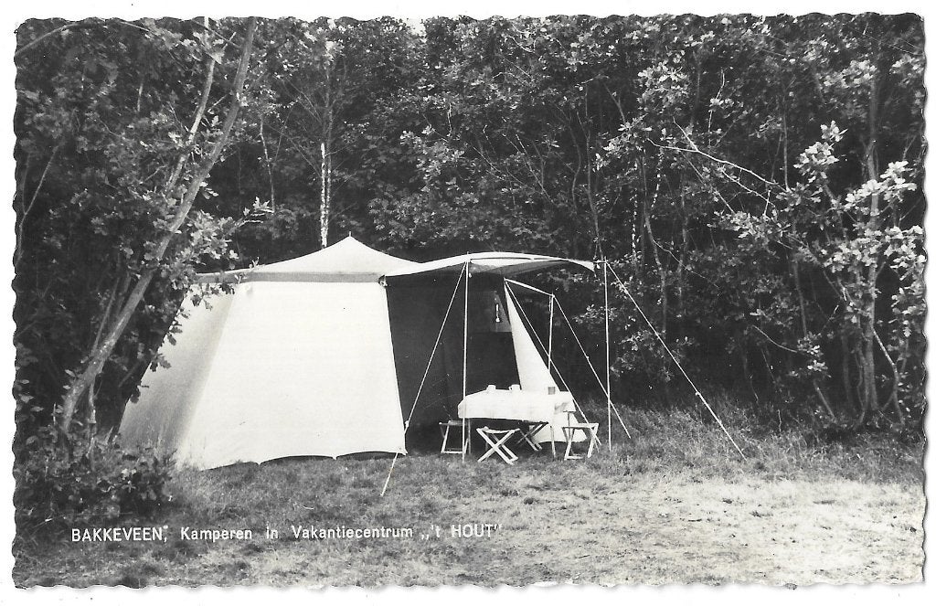 AK Bakkeveen - Kamperen in Vakantiecentrum " 't Hout ", Verzamelen, Verzenden, 1940 tot 1960, Gelopen, Friesland