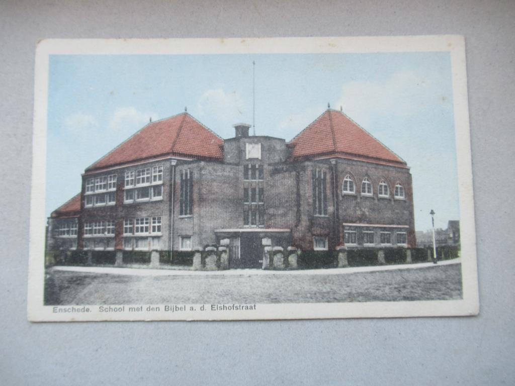 Enschede - School met den Bijbel - Elshofstraat, Ophalen of Verzenden, 1920 tot 1940, Ongelopen, Overijssel