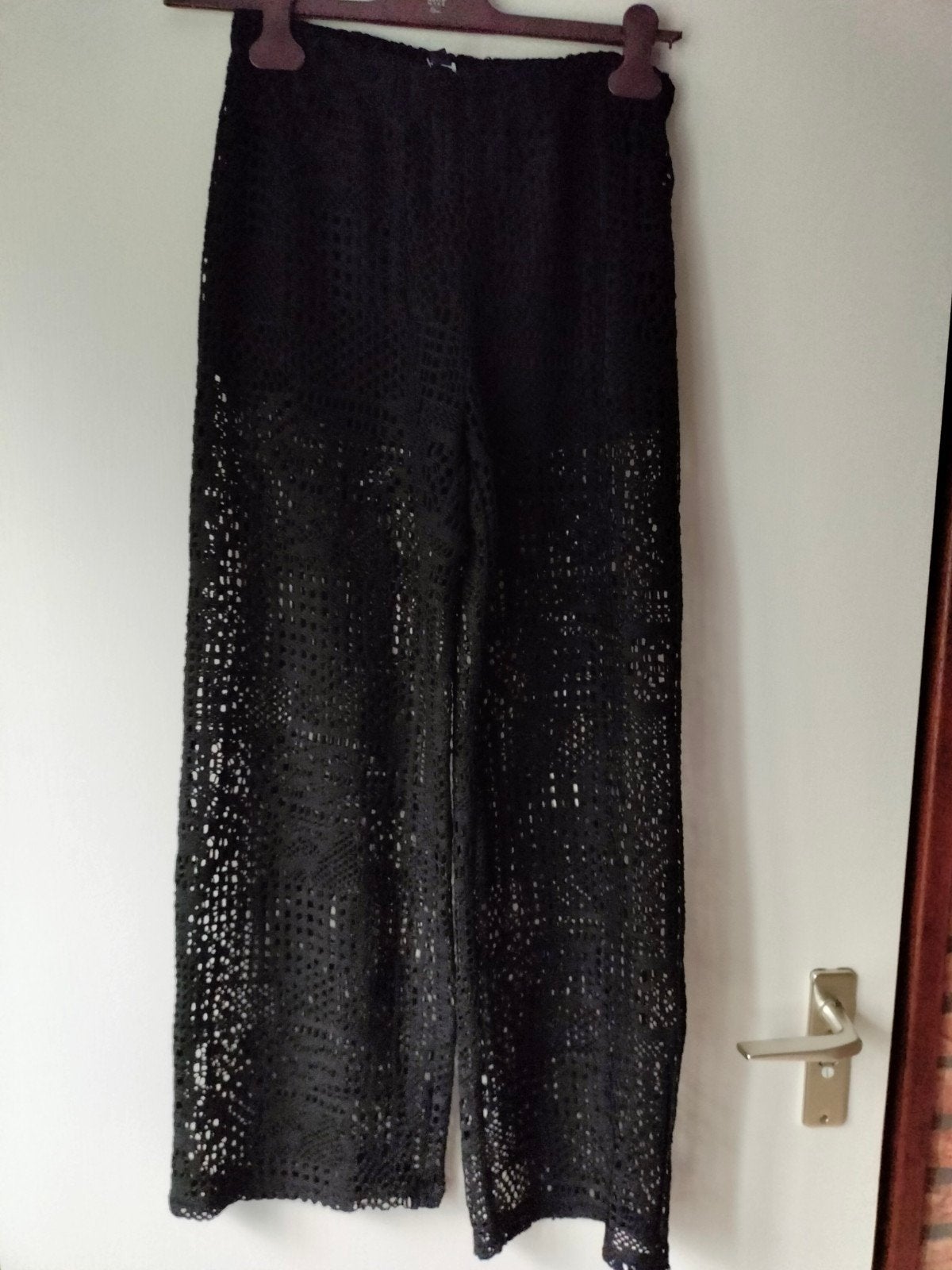 gehaakte broek, half gevoerd, mt.M, Kleding | Dames, Rokken, Maat 38/40 (M), Zwart, Nieuw, Ophalen of Verzenden