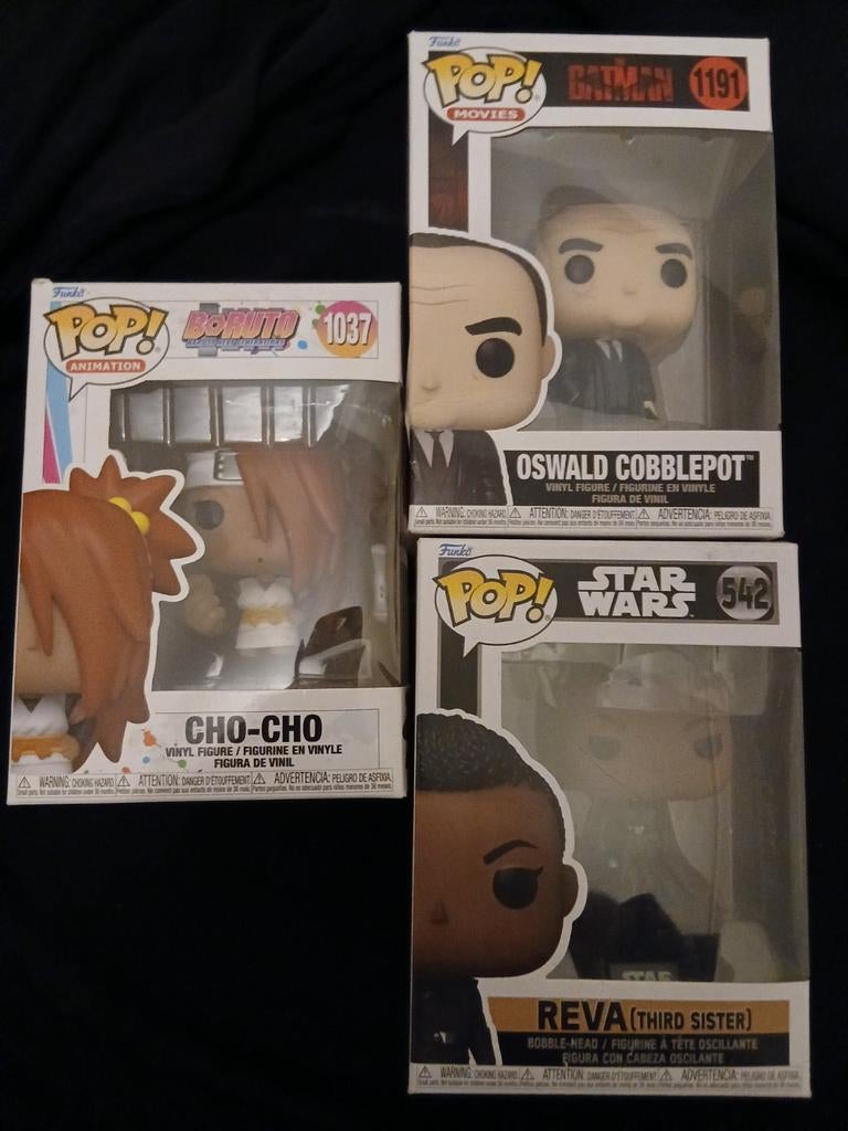 3 Funko Pop! figuren: Cho-Cho, Oswald Cobblepot, Reva, Ophalen