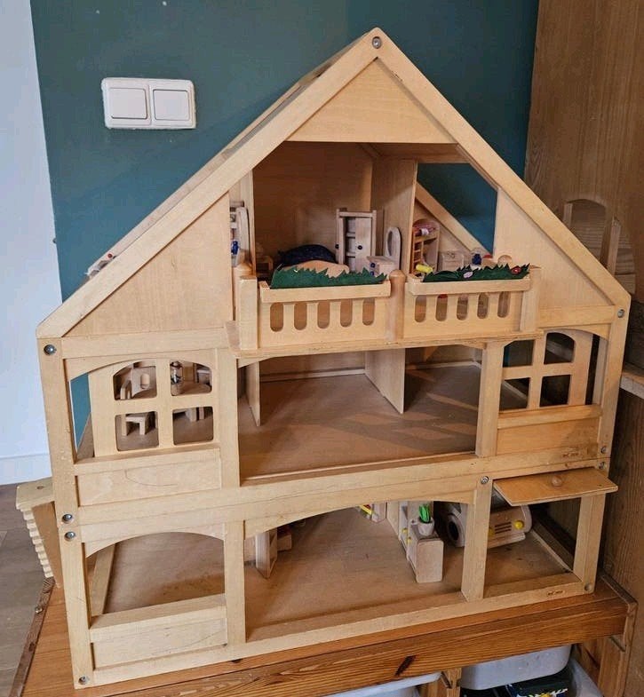 Educo groot poppenhuis met 3 verdiepingen en accessoires, Ophalen