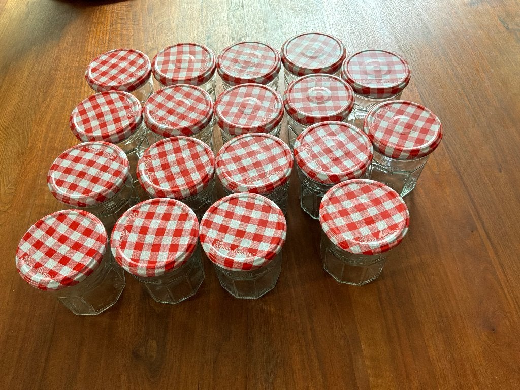 Jam potten 18x, Huis en Inrichting, Keuken | Potten en Pannen, Ophalen, Overige materialen, Met deksel, Pot, Bus of Blik
