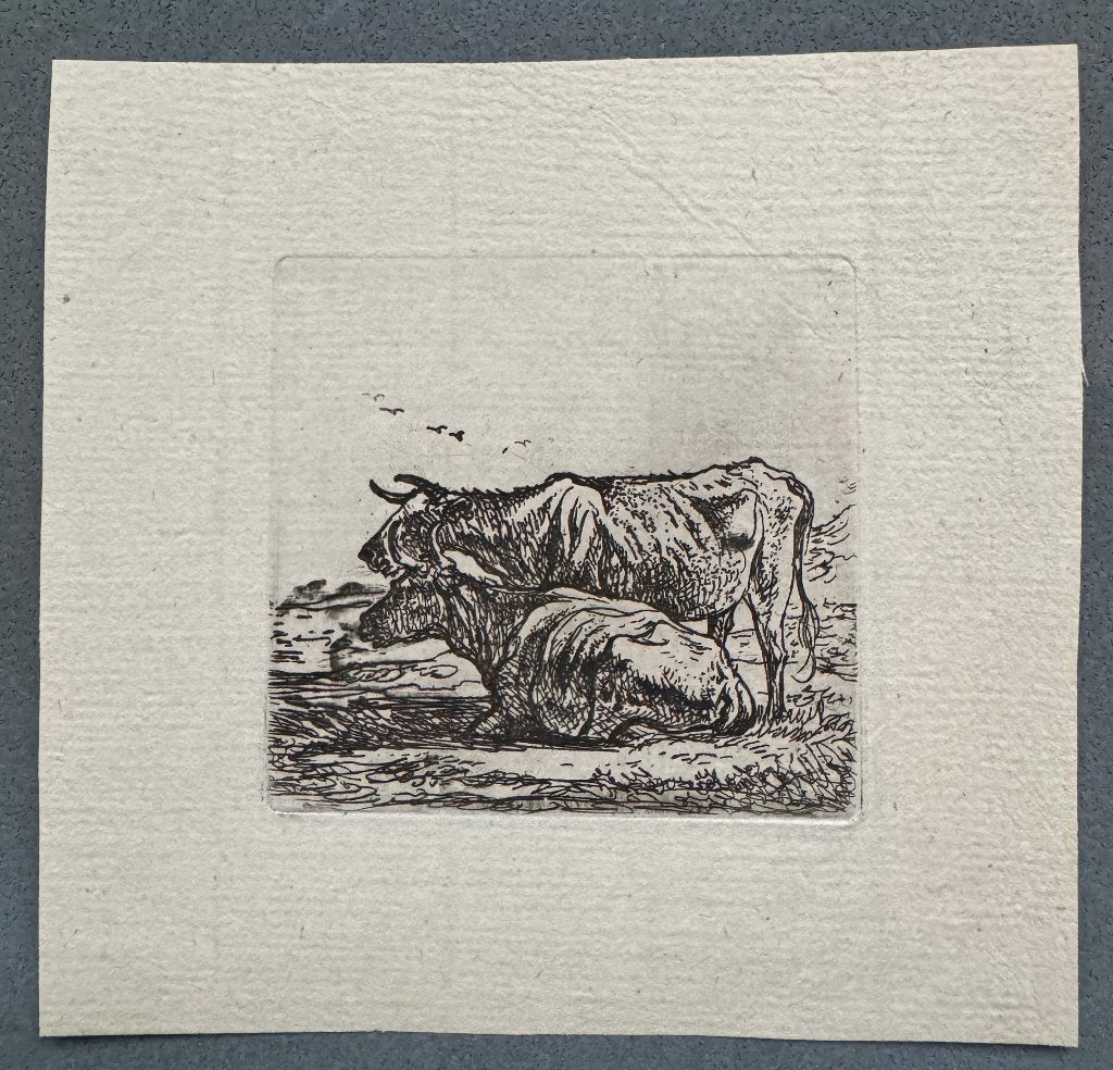 Aelbert Cuyp (1620-1690) Ets Koeien, Antiek en Kunst, Kunst | Etsen en Gravures, Ophalen of Verzenden