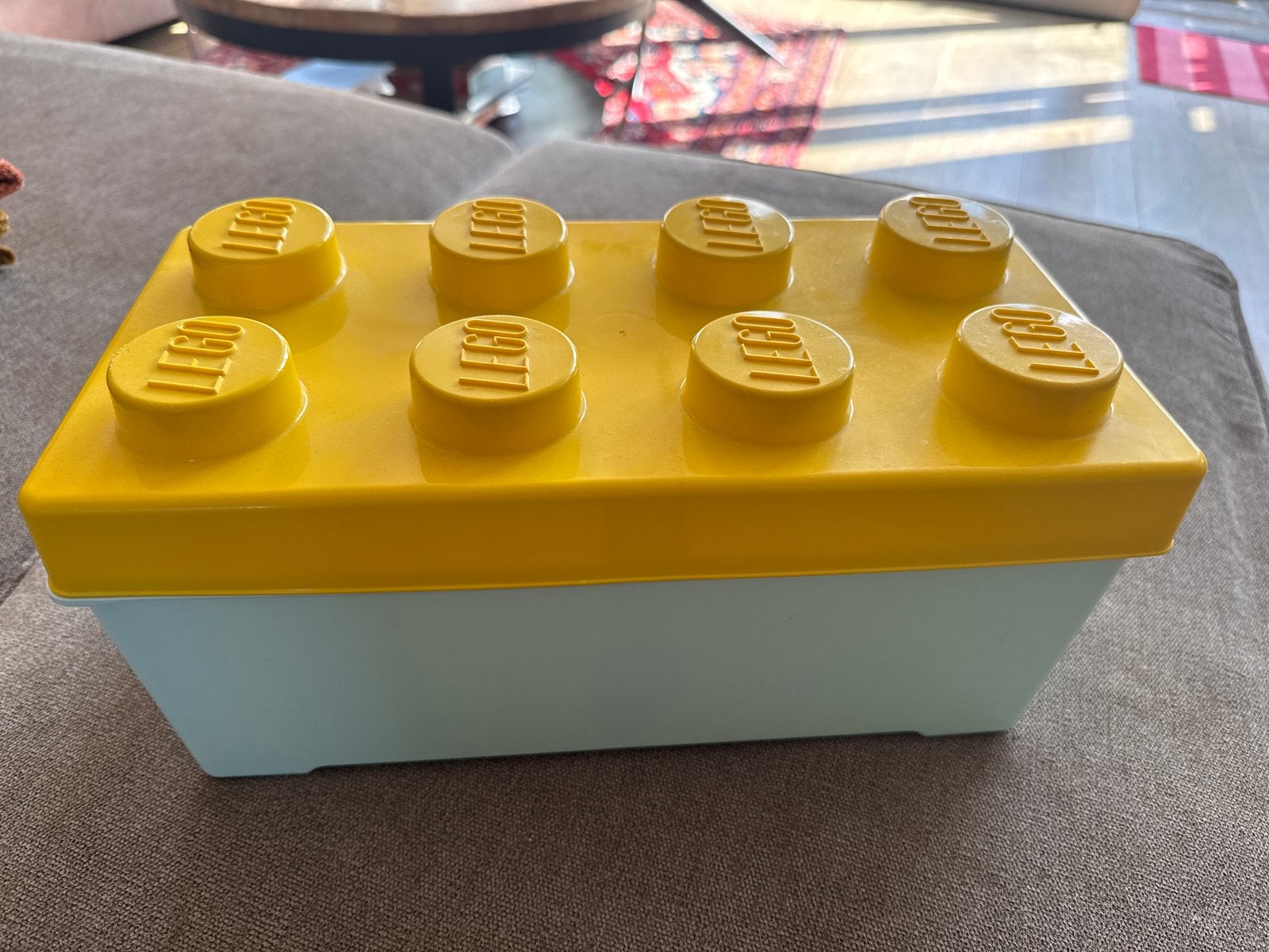 Lego opbergdoos - Geel/Blauw, Ophalen of Verzenden, Zo goed als nieuw, Overige typen, Lego